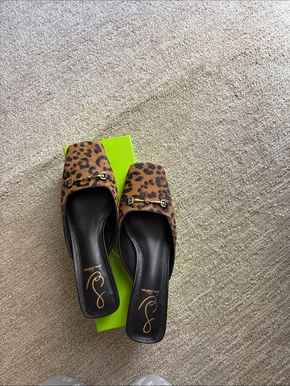 Leopard Print Slip-On Mules with Gold Bit Detail
